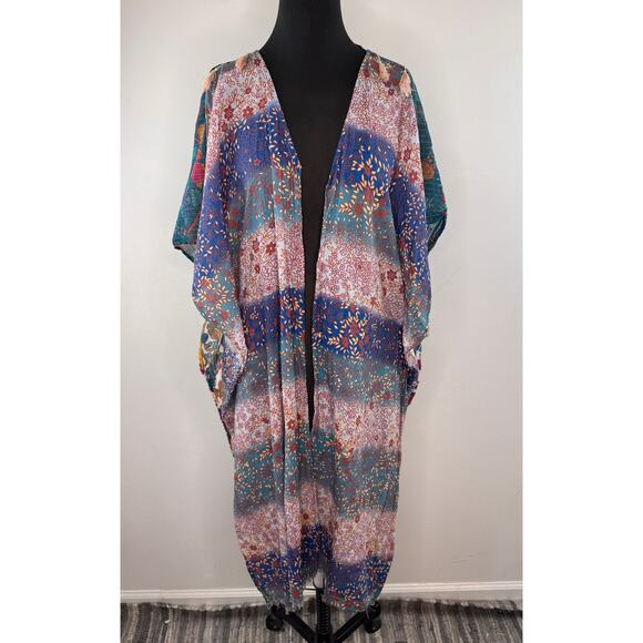 Aratta Silent Journey FIELD OF HAPPINESS Kimono Cover-Up Bird Floral One Size - Picture 2 of 7